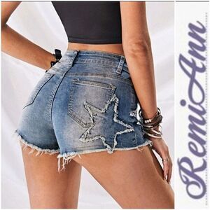High Waist Raw Hem Denim Shorts